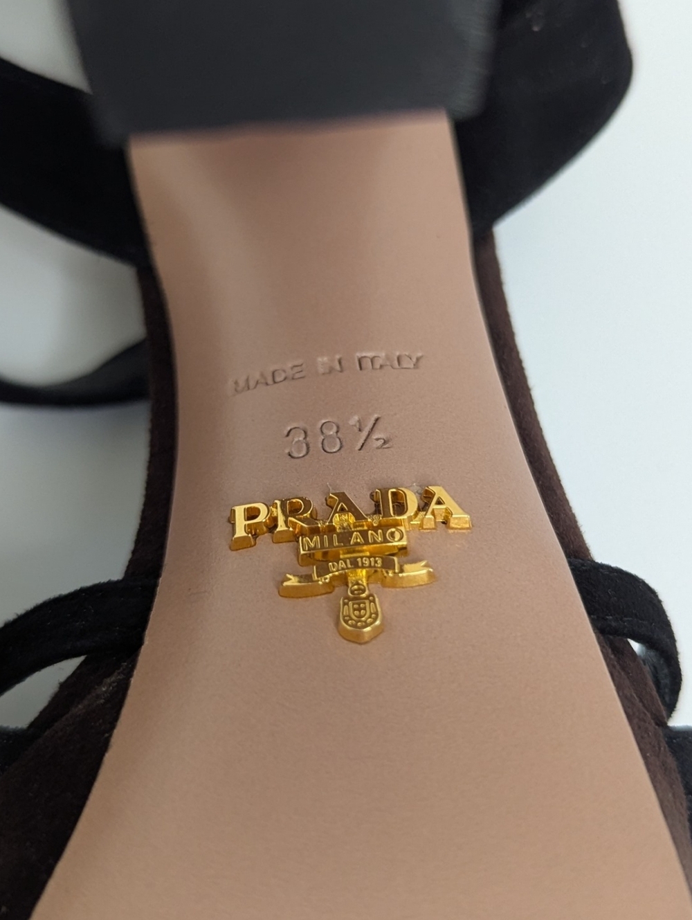 Prada Black Suede Woven Platform Sandals Sz 38.5 w/Tags - Picture 9 of 11